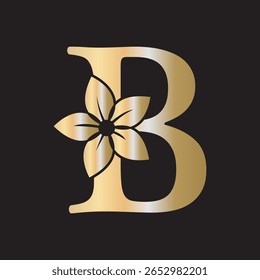 Logotipo de flor combinado com modelo de vetor letra B