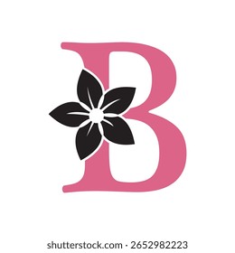 Logotipo de flor combinado com modelo de vetor letra B
