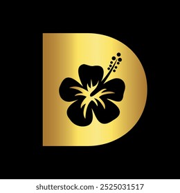 Flower Logo combine with letter D vector template 
