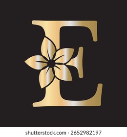 Logotipo de la flor se combina con la letra E Plantilla de Vector