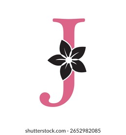 Flower Logo combine with letter J vector template
