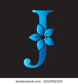 Flower Logo combine with letter J vector template