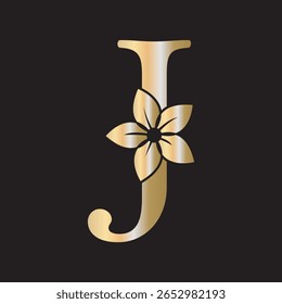 Flower Logo combine with letter J vector template