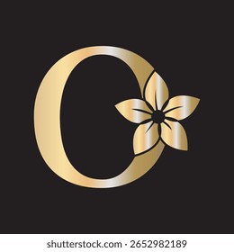 Flower Logo combine with letter O vector template