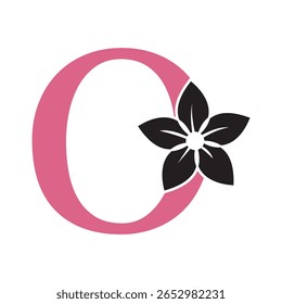 Flower Logo combine with letter O vector template