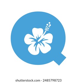 Flower Logo combine with letter Q vector template