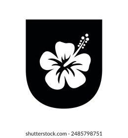 Flower Logo combine with letter U vector template