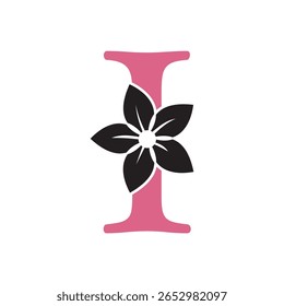 Flower Logo combine with letter I vector template