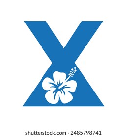 Flower Logo combine with letter X vector template