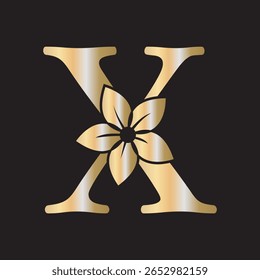 Logotipo de flor combina com modelo de vetor letra X