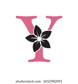 Logotipo de flor combinado com modelo de vetor letra Y