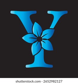 Logotipo de flor combinado com modelo de vetor letra Y
