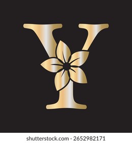 Logotipo de flor combinado com modelo de vetor letra Y