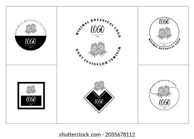 Flower logo concept for elegant retro minimalist modern branding full logo package