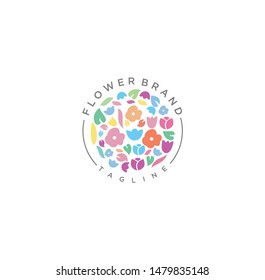 Flower Logo decoration design nature. Flower shop Logo organic Vector 	