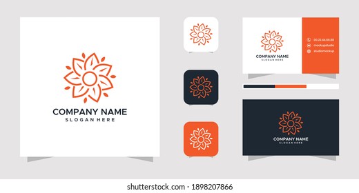 flower logo design and business card