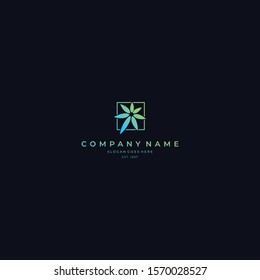 Flower logo design or cannabis leaf logo with elegant and minimalist style and use some rectangle shape ornament