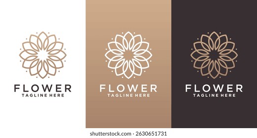 Diseño del logotipo de la flor con la forma del círculo