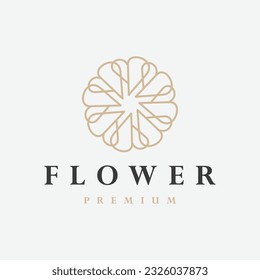 Flower Logo Design circle vector template. Jewelry Luxury Fashion Logotype concept icon.
