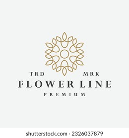 Flower Logo Design circle vector template. Jewelry Luxury Fashion Logotype concept icon.