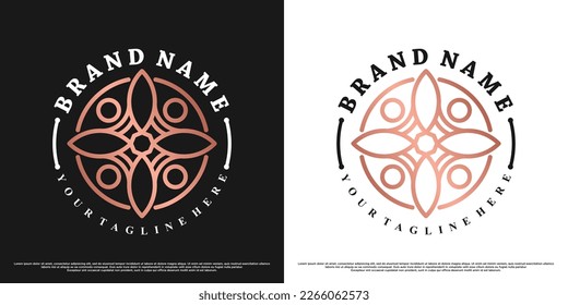 Blumenlogo-Design mit kreativem Konzept Premium Vector