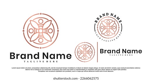 Diseño de logotipo de flores con concepto creativo Vector Premium
