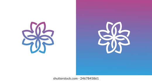 Diseño de logotipo floral con un concepto creativo. Vector Premium