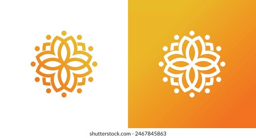 Flower logo design with a creative concept. Premium Vector