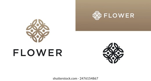 Flower logo design with a creative concept. Premium Vector