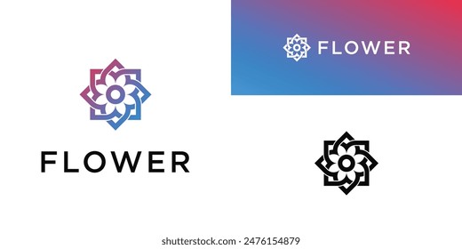 Flower logo design with a creative concept. Premium Vector