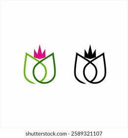 Flower logo design with crown.