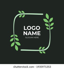 diseño de logotipo de flores de color verde plano