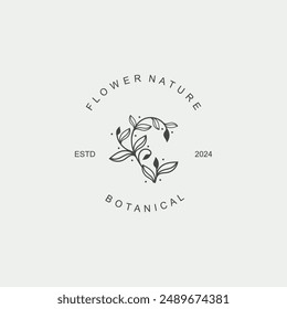 Logotipo de la flor de diseño Floral emblema botánico. Boutique, Spa, Salón de belleza identidad elegante