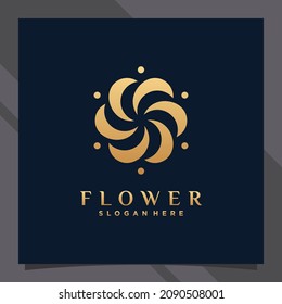 Flower logo design with golden style color and creative concept