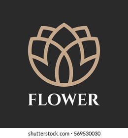Flower logo design. Icon of a flower in a linear style. Minimal logo design. Vector