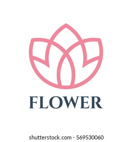 Flower logo design. Icon of a flower in a linear style. Minimal logo design. Vector