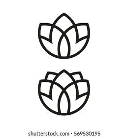 Flower logo design. Icon of a flower in a linear style. Minimal logo design. Vector