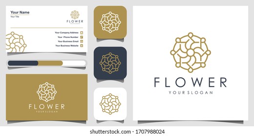 diseño con el logo floral con el concepto de arte lineal. los logotipos se pueden utilizar en Spa, Salón de belleza, Decoración, Boutique. diseño de logotipo y tarjeta de presentación