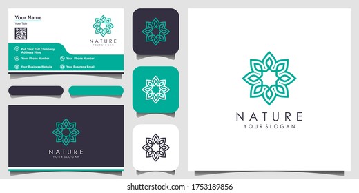 flower logo design with line art style. logos can be used for Spa, Beauty salon, Decoration, Boutique. business card design