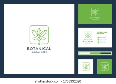 Flower logo design with line art style. logos can be used for spa, beauty salon, decoration, boutique, wellness, bloom, botanical and business card Premium Vector
