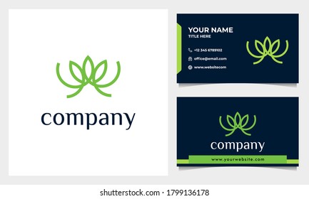 Flower logo design with line art style. logo for spa, beauty salon, decoration, boutique. and business card Premium Vector Business Nature
