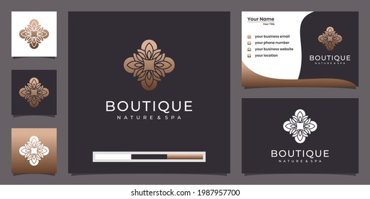 Flower logo design with line art style. logos can be used for spa, beauty salon, decoration, boutique. and business card