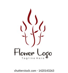 Flower logo design line style with red color