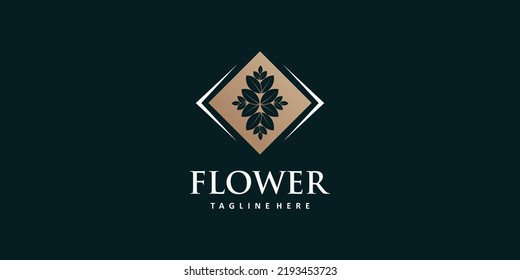 Flower logo design simple and unique Premium Vector