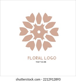 Flower logo design template, abstract golden line art concept, ornament logo icon vector illustration design, Elegant premium ornament logotype symbol.