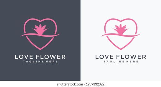 Flower logo design template with creative love concept