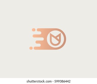 Flower Logo Design Template.  Dynamic Vector Unusual Delivery Icon.