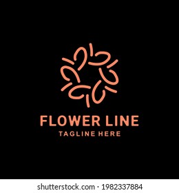 Flower logo design template with line art concept, floral badges, emblems for fashion, beauty, jewelry industry, etc. anyway you want, editable