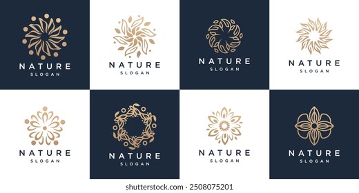Flower logo design template vector set	