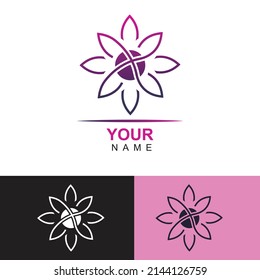 flower logo design vector art illustration